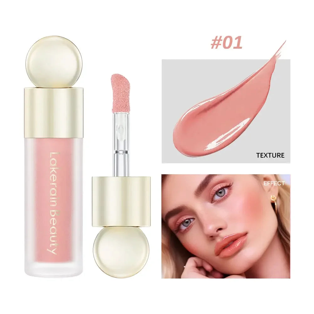 #01 blush liquide velours teinte pêche, flacon et applicateur