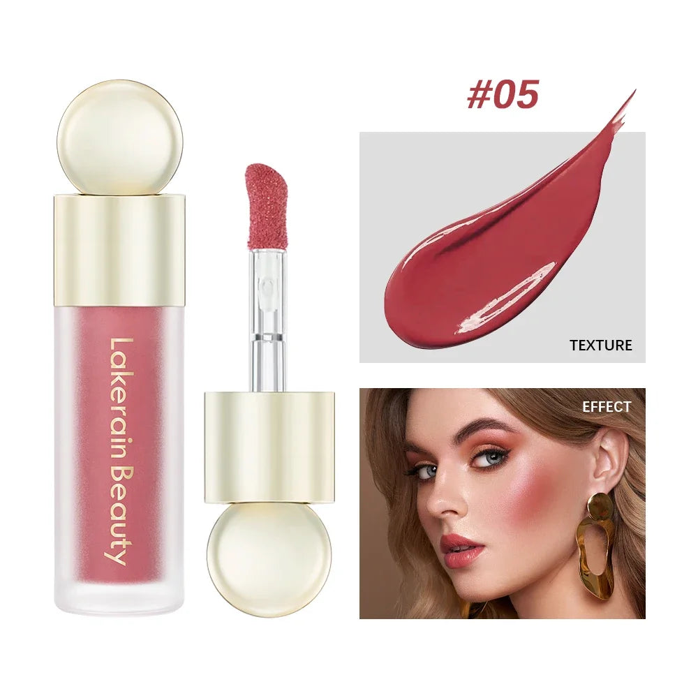 #05 blush liquide velours teinte rouge foncé, flacon et applicateur