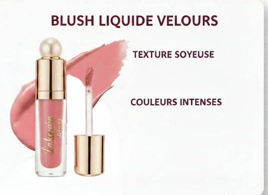Blush liquide velours rose en flacon avec applicateur