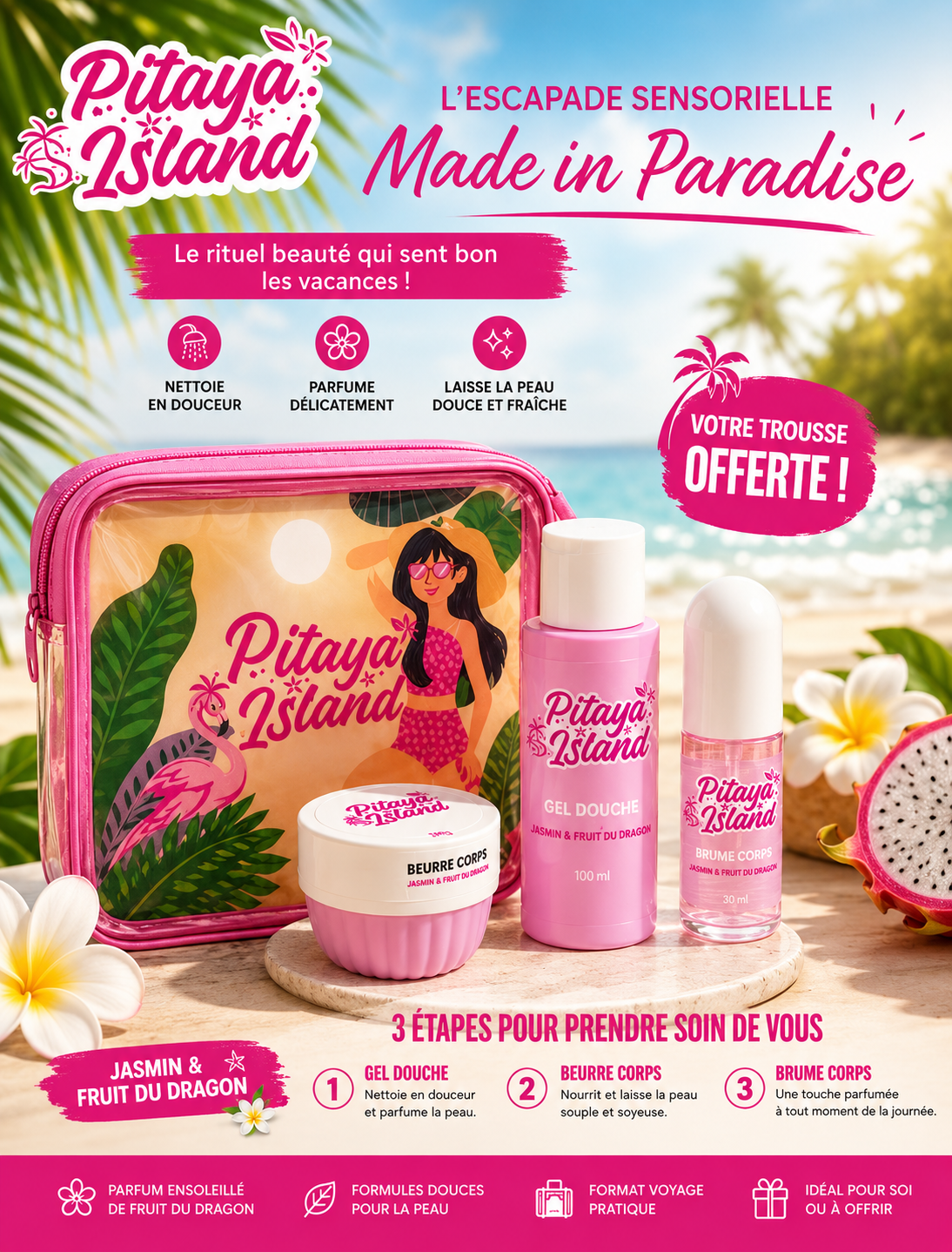 Trousse Tropicale – Vanille Coco Tonka /Jasmin & Fruit du Dragon