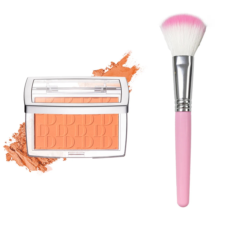 Palette de fard à joues abricot et pinceau à poils blancs
