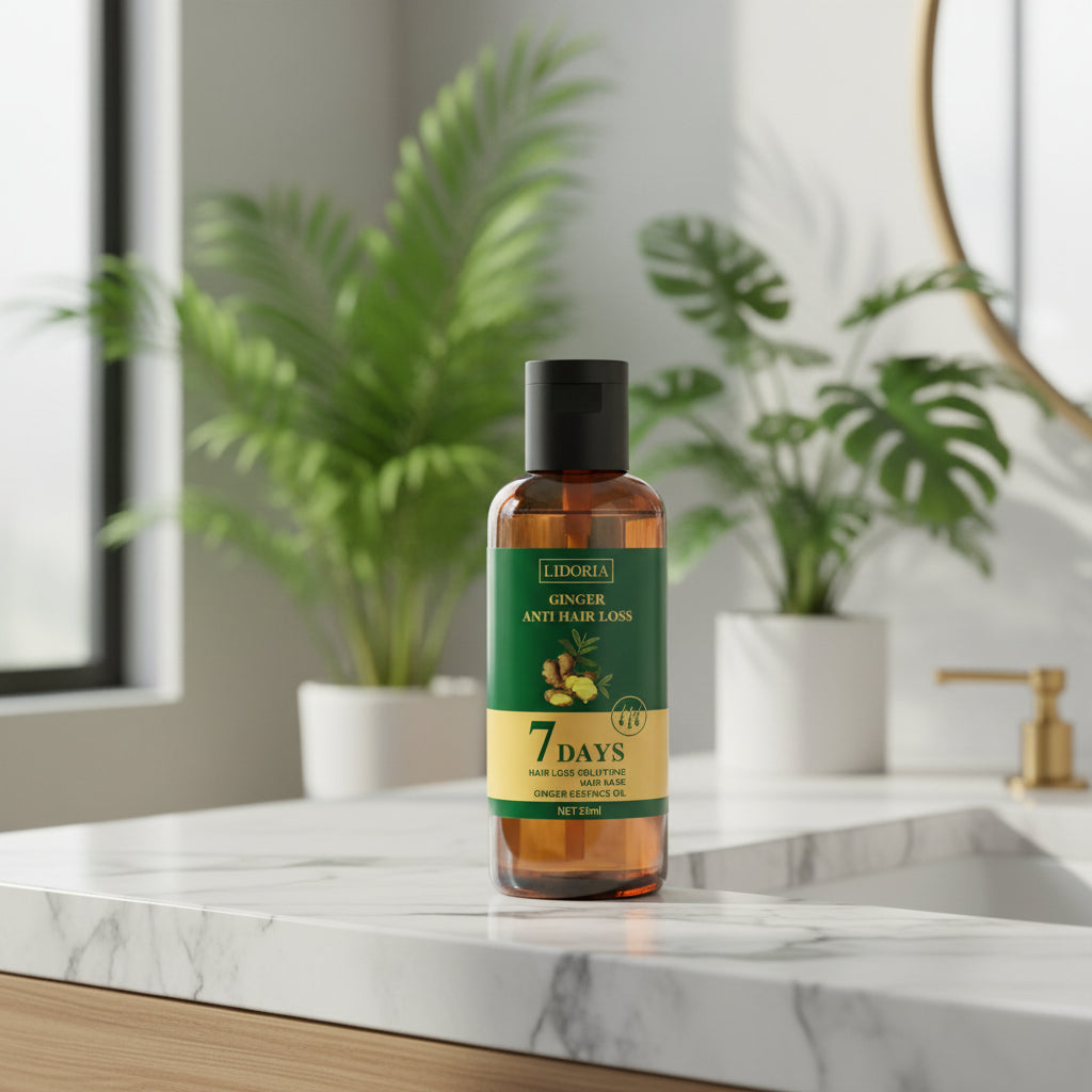 Flacon de sérum de croissance des cheveux ambré avec bouchon noir