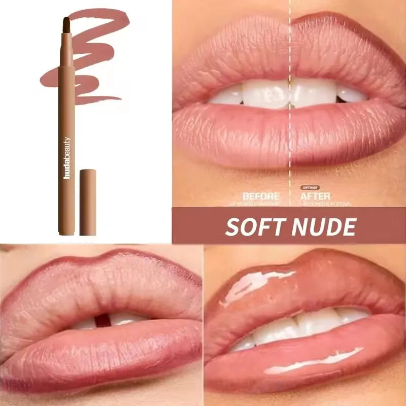 Crayon contour des lèvres nude rosé, teinte appliquée sur les lèvres