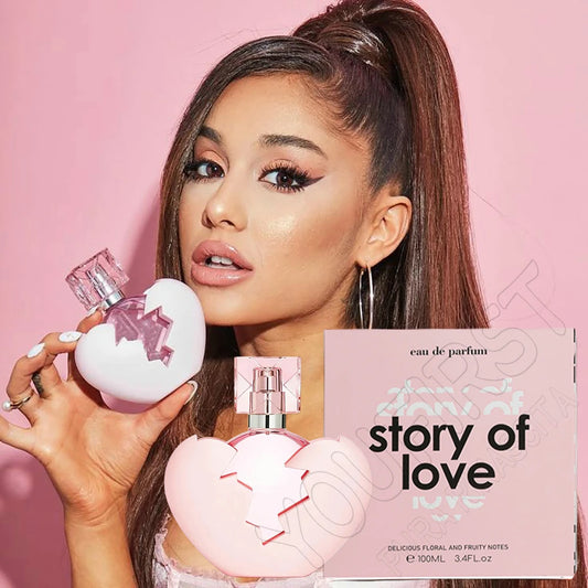 Flacon parfum en cœur rose, avec bouchon transparent