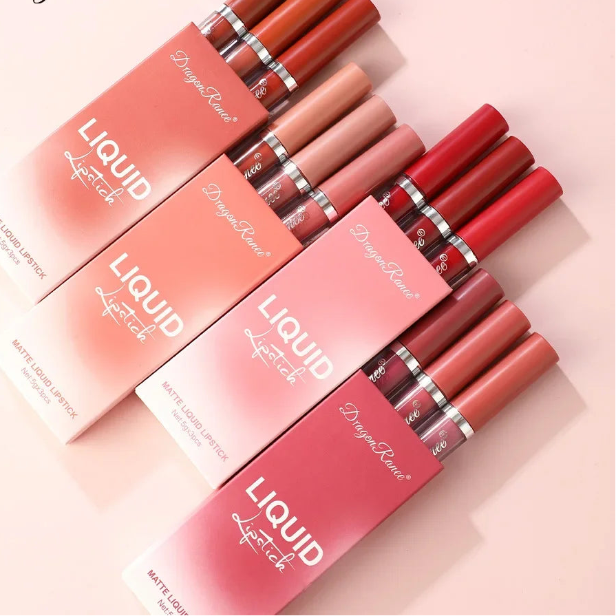 Coffrets de rouge à lèvres liquides longue tenue, tubes mats, teintes variées