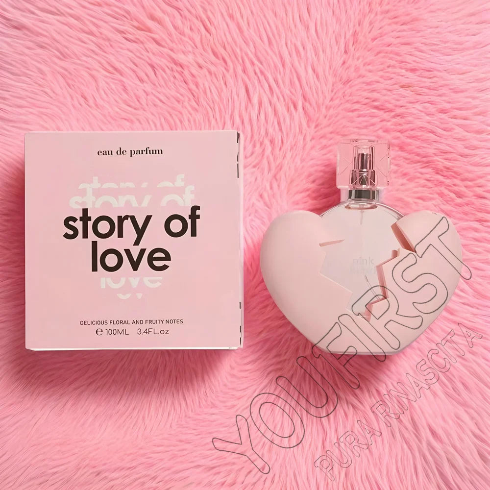 Coffret parfum et flacon cœur rose pâle, avec bouchon transparent