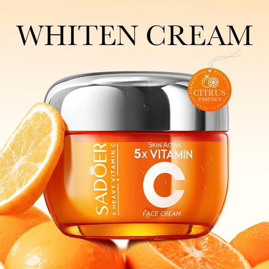 Crème visage à la vitamine C, pot ambre avec couvercle argent