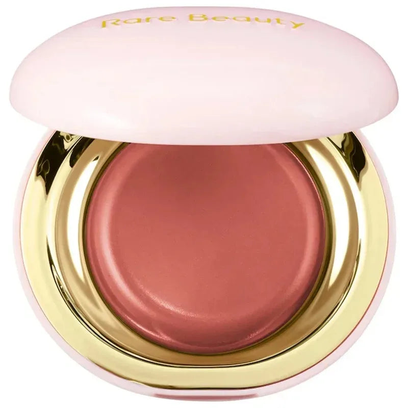 Blush Rare Beauty en pot compact, couvercle ouvert, teinte rose satinée