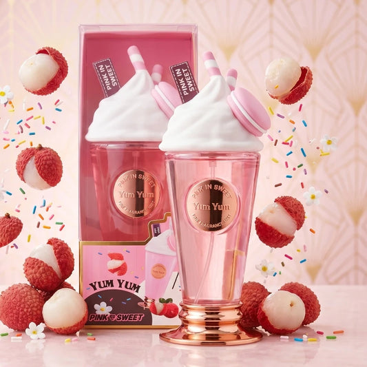 🍧 Brume Corporelle Yum Yum “Pink In Sweet” – Parfum Litchi Frais & Design Ultra-Gourmand ! 🌸✨